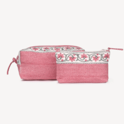 INKA Travel Pouch- Ruhi Raspberry Print (Set of 2)