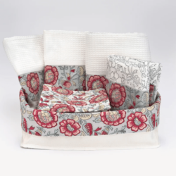 INKA Bathroom Towel Set- Zenia Crimson Print